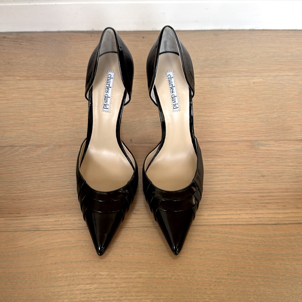 Charles David Black Patent Leather Stiletto Heels
